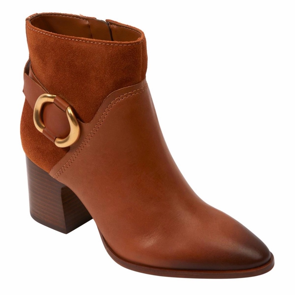 Vince Camuto Tan Ankle Booties with Gold Accent